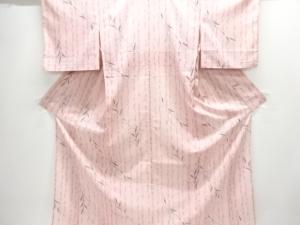 駒絽縞に草葉模様小紋着物